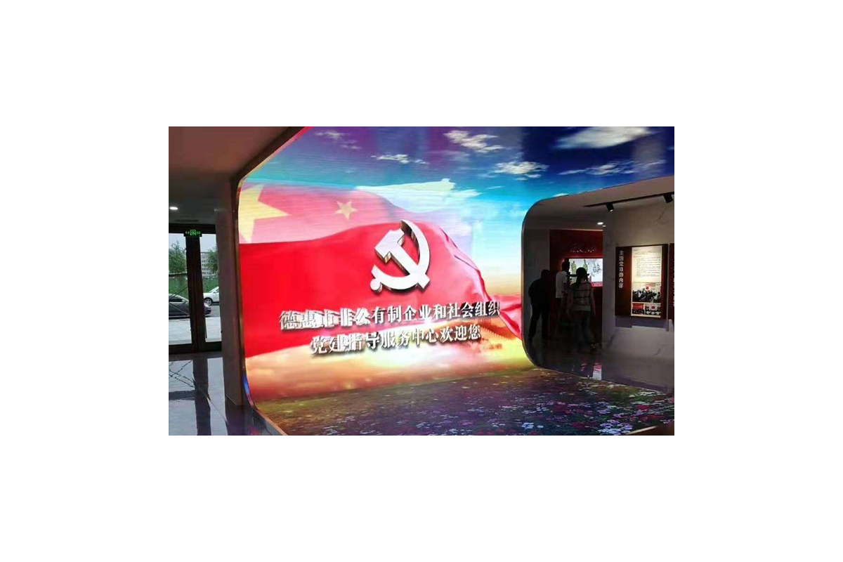 吉林省德惠市非公有制企业和社会组织党建指导服务中心天幕地砖曲屏组合